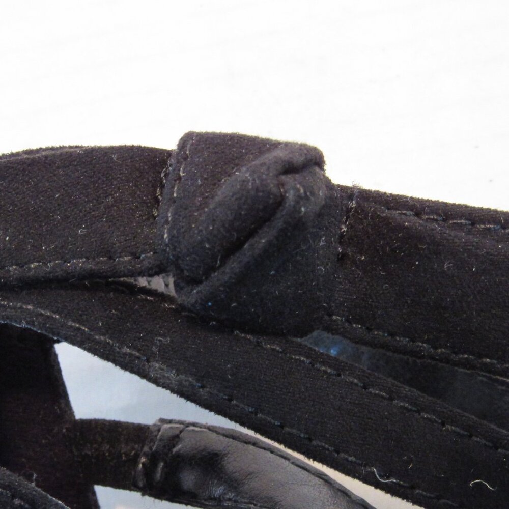 Lauren Conrad Walnut Strappy Back Zip Open Toe Block Heel Sandals Black Size 6.5 - Picture 6 of 10